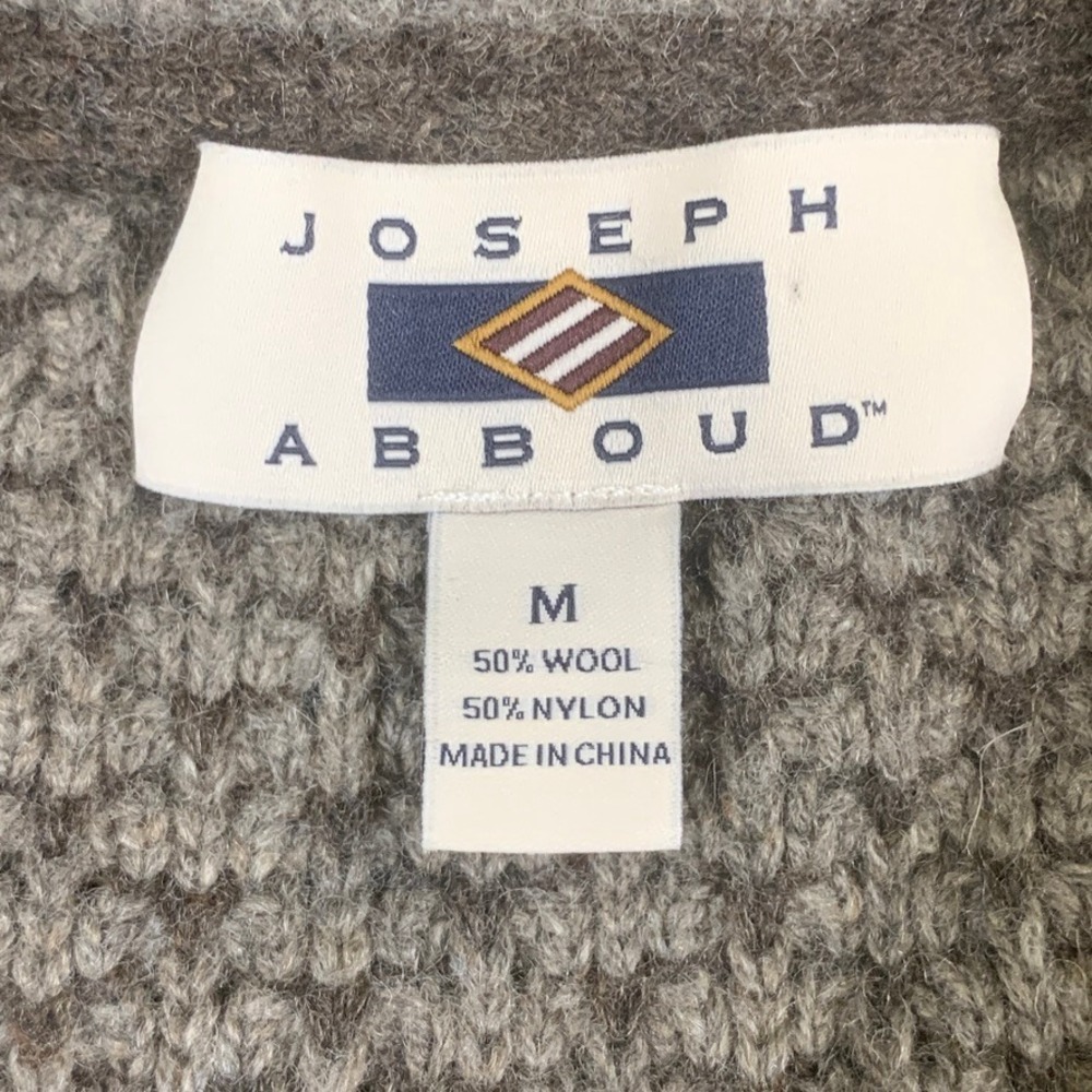 Joseph Abboud Men Wool Blend Quarter Zip Sweater Medium Taupe Brown Diamond Knit - Picture 7 of 9